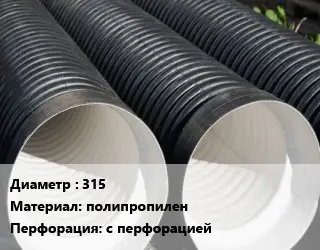 Труба дренажная 315 полипропилен с перфорацией
